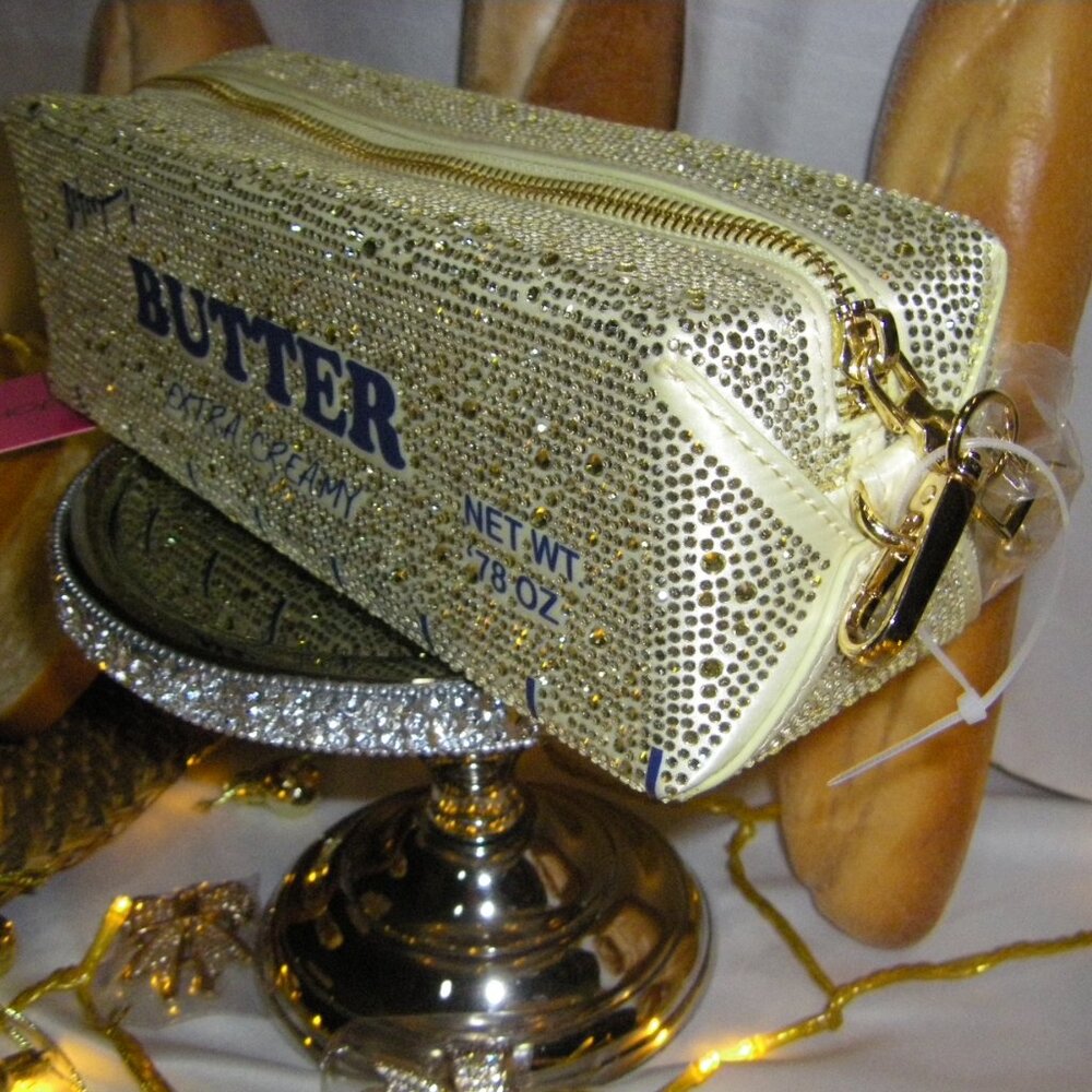 Betsey Johnson Kitsch Spread It On Yellow Crossbody Bag Stick Of Butter NWT - Picture 11 of 16
